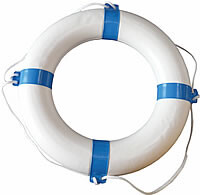 pelastusrengas, PVC 57x34 cm valko/ sininen