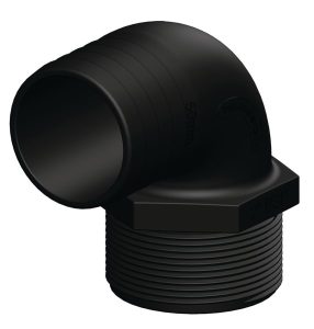 Letkuliitin 90° 1 1/2" Ø38mm letkuun komposiitti