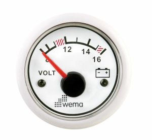 Wema Volttimittari 12V Ø 62mm Valkoinen