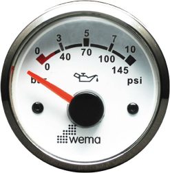 Wema Öljynpainemittari 10BAR 62mm Valkoinen rst